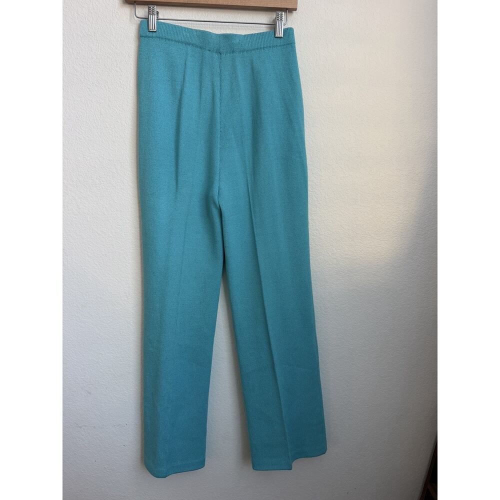 St. John Size 4 Knit 2pc Pant Suit Set Turquoise blue Jacket and Trousers - Picture 5 of 16